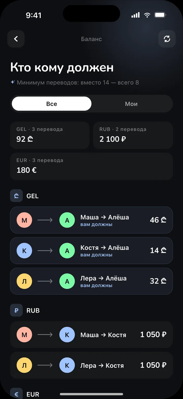 Julius — Баланс
